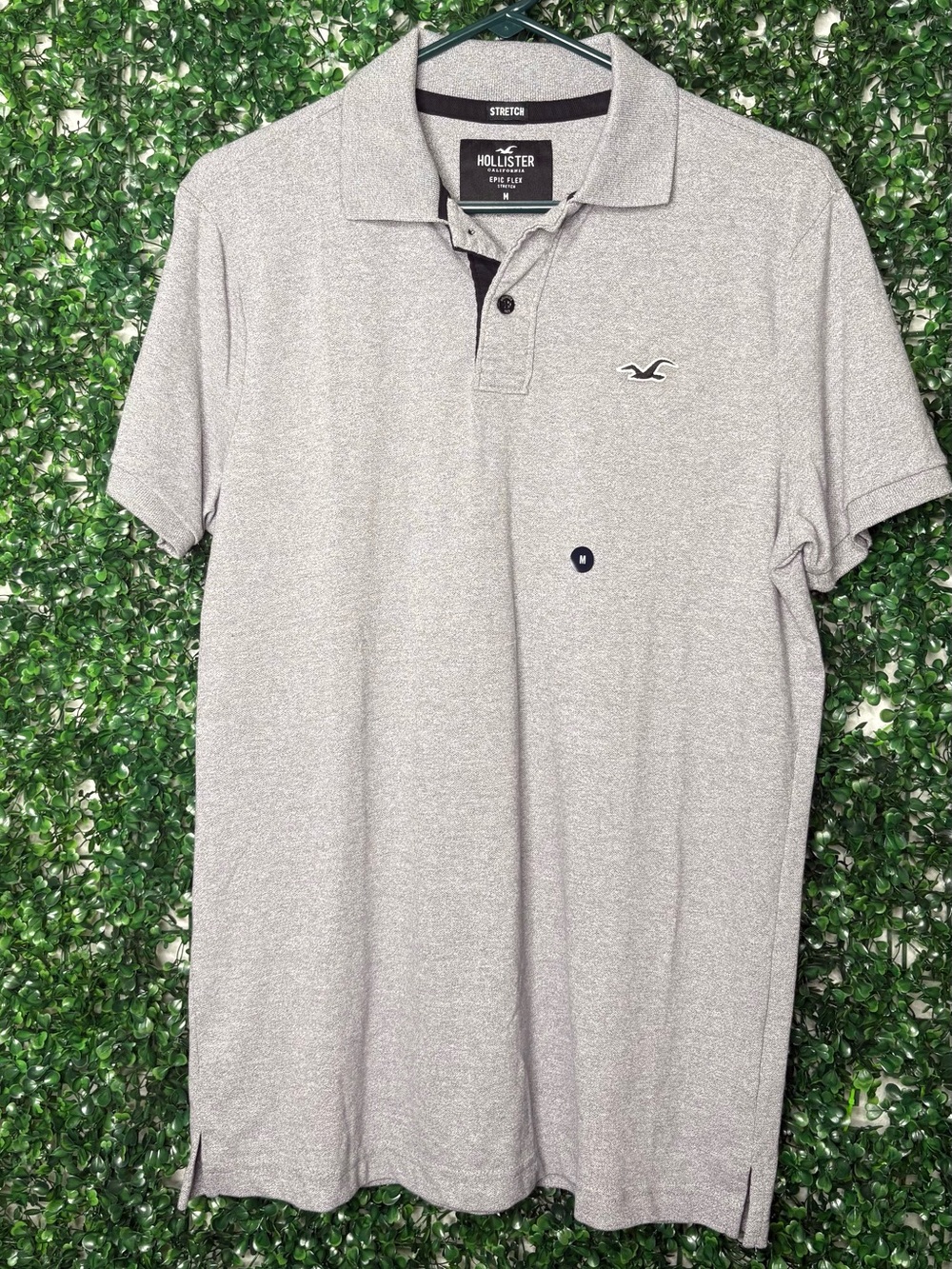 Hollister Men's Light Gray Heather Polo